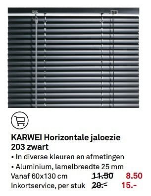 Aanbiedingen Karwei horizontale jaloezie 203 zwart - Huismerk Karwei - Geldig van 18/04/2017 tot 23/04/2017 bij Karwei