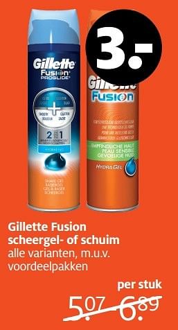 Aanbiedingen Gillette fusion scheergel- of schuim - Gillette - Geldig van 10/04/2017 tot 23/04/2017 bij Etos