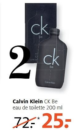 Aanbiedingen Calvin klein ck be eau de toilette - Calvin Klein - Geldig van 10/04/2017 tot 23/04/2017 bij Etos