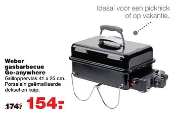 Aanbiedingen Weber gasbarbecue go-anywhere - Weber - Geldig van 18/04/2017 tot 23/04/2017 bij Praxis