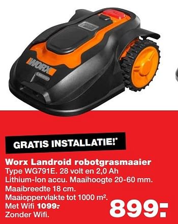 Aanbiedingen Worx landroid robotgrasmaaier wg791e - Worx - Geldig van 18/04/2017 tot 23/04/2017 bij Praxis