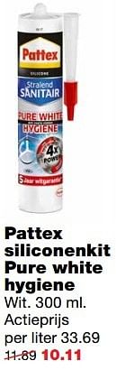 Aanbiedingen Pattex siliconenkit pure white hygiene - Pattex - Geldig van 18/04/2017 tot 23/04/2017 bij Praxis