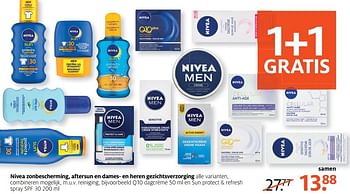 Aanbiedingen Q10 dagcrème 50 ml en sun protect + refresh spray spf 30 200 - Nivea - Geldig van 17/04/2017 tot 23/04/2017 bij Etos