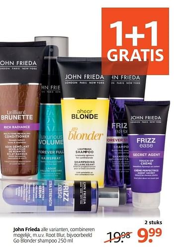 Aanbiedingen Go blonder shampoo - John Frieda - Geldig van 17/04/2017 tot 23/04/2017 bij Etos