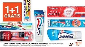 Aanbiedingen Prodent coolmint tandpasta - Huismerk - Etos - Geldig van 17/04/2017 tot 23/04/2017 bij Etos