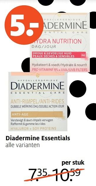 Aanbiedingen Diadermine essentials - Diadermine - Geldig van 17/04/2017 tot 23/04/2017 bij Etos