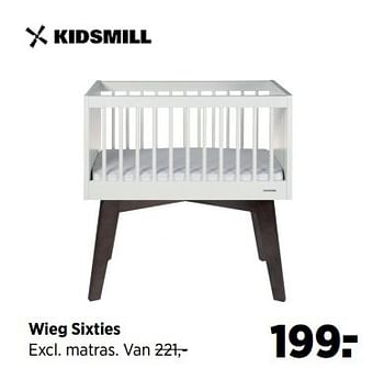 Aanbiedingen Wieg sixties - Kidsmill - Geldig van 23/03/2017 tot 24/04/2017 bij Babypark