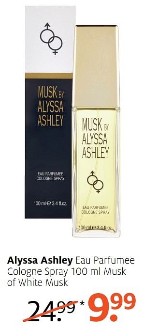Aanbiedingen Alyssa ashley eau parfumee cologne spray musk of white musk - Alyssa Ashley - Geldig van 17/04/2017 tot 23/04/2017 bij Etos