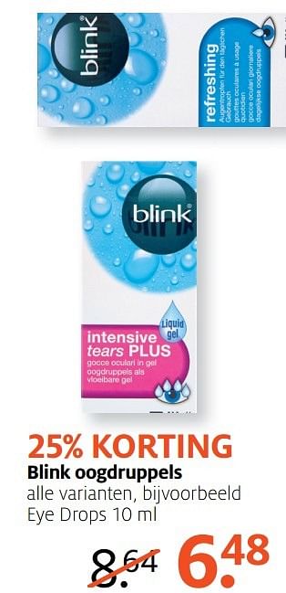 Aanbiedingen Eye drops - Blink - Geldig van 17/04/2017 tot 23/04/2017 bij Etos
