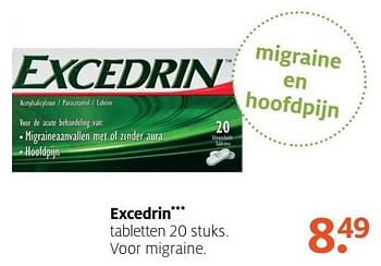 Aanbiedingen Excedrin tabletten 20 stuks voor migraine. - Excedrin - Geldig van 17/04/2017 tot 23/04/2017 bij Etos