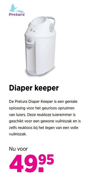 Aanbiedingen Diaper keeper - Pretura  - Geldig van 23/03/2017 tot 24/04/2017 bij Babypark