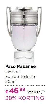 Aanbiedingen Paco rabanne invictus eau de toilette - Paco - Geldig van 04/04/2017 tot 23/04/2017 bij Ici Paris XL