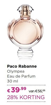 Aanbiedingen Paco rabanne olympea eau de parfum - Paco - Geldig van 04/04/2017 tot 23/04/2017 bij Ici Paris XL