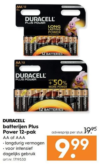 Aanbiedingen Duracell batterijen plus power 12-pak - Duracell - Geldig van 15/04/2017 tot 26/04/2017 bij Blokker