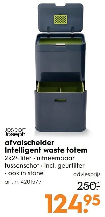 Aanbiedingen Afvalscheider intelligent waste totem - Joseph Joseph - Geldig van 15/04/2017 tot 26/04/2017 bij Blokker