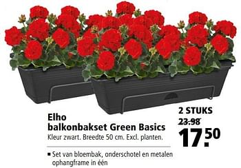 Aanbiedingen Elho balkonbakset green basics - Elho - Geldig van 10/04/2017 tot 23/04/2017 bij Welkoop