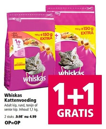 Aanbiedingen Whiskas kattenvoeding - Whiskas - Geldig van 10/04/2017 tot 23/04/2017 bij Welkoop