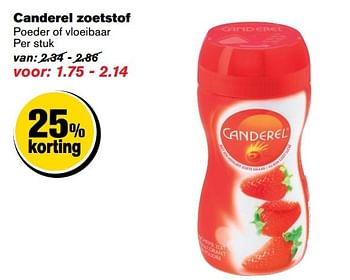 Aanbiedingen Canderel zoetstof poeder of vloeibaar - Canderel - Geldig van 19/04/2017 tot 25/04/2017 bij Hoogvliet
