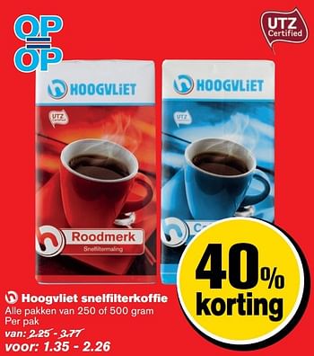 Aanbiedingen Hoogvliet snelfilterkoffie - Huismerk - Hoogvliet - Geldig van 19/04/2017 tot 25/04/2017 bij Hoogvliet
