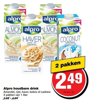 Aanbiedingen Alpro houdbare drink - Alpro Soya - Geldig van 19/04/2017 tot 25/04/2017 bij Hoogvliet