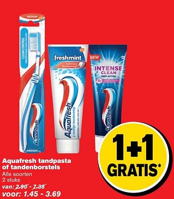 Aanbiedingen Aquafresh tandpasta of tandenborstels - Aquafresh - Geldig van 19/04/2017 tot 25/04/2017 bij Hoogvliet