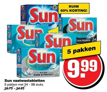 Aanbiedingen Sun vaatwastabletten - Sun - Geldig van 19/04/2017 tot 25/04/2017 bij Hoogvliet