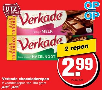 Aanbiedingen Verkade chocoladerepen - Verkade - Geldig van 19/04/2017 tot 25/04/2017 bij Hoogvliet