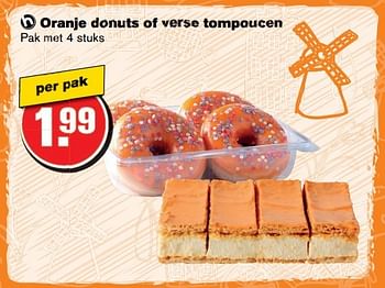 Aanbiedingen Oranje donuts of verse tompoucen - Huismerk - Hoogvliet - Geldig van 19/04/2017 tot 25/04/2017 bij Hoogvliet