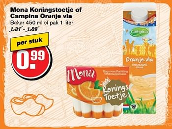 Aanbiedingen Mona koningstoetje of campina oranje vla - Huismerk - Hoogvliet - Geldig van 19/04/2017 tot 25/04/2017 bij Hoogvliet