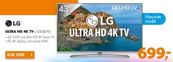 Aanbiedingen Lg ultra hd 4k tv 43uj670 - LG - Geldig van 16/04/2017 tot 23/04/2017 bij Expert
