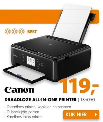 Aanbiedingen Canon draadloze all-in-one printer ts6050 - Canon - Geldig van 16/04/2017 tot 23/04/2017 bij Expert