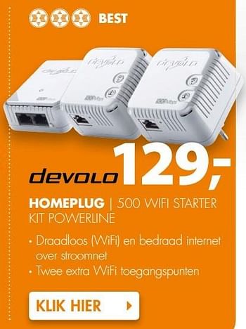 Aanbiedingen Devolo homeplug 500 wifi starter kit powerline - Devolo - Geldig van 16/04/2017 tot 23/04/2017 bij Expert
