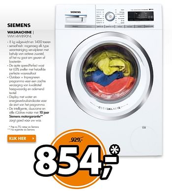 Aanbiedingen Siemens wasmachine wm14w890nl - Siemens - Geldig van 16/04/2017 tot 23/04/2017 bij Expert