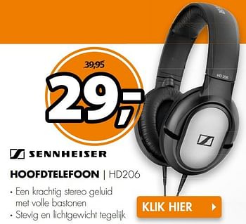 Aanbiedingen Sennheiser hoofdtelefoon hd206 - Sennheiser  - Geldig van 16/04/2017 tot 23/04/2017 bij Expert