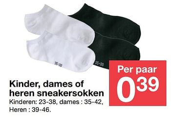 Aanbiedingen Kinder, dames of heren sneakersokken - Huismerk - Zeeman  - Geldig van 22/04/2017 tot 05/05/2017 bij Zeeman