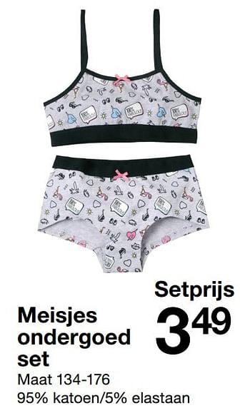 Aanbiedingen Meisjes ondergoed set - Huismerk - Zeeman  - Geldig van 22/04/2017 tot 05/05/2017 bij Zeeman