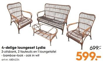 Aanbiedingen 4-delige loungeset lydia - Huismerk - Blokker - Geldig van 15/04/2017 tot 26/04/2017 bij Blokker
