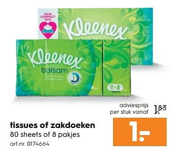 Aanbiedingen Tissues of zakdoeken - Kleenex - Geldig van 15/04/2017 tot 26/04/2017 bij Blokker