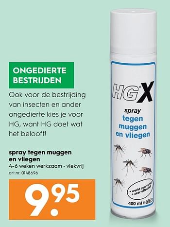 Aanbiedingen Spray tegen muggen en vliegen - HG - Geldig van 15/04/2017 tot 26/04/2017 bij Blokker
