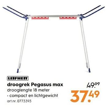 Aanbiedingen Droogrek pegasus max - Leifheit - Geldig van 15/04/2017 tot 26/04/2017 bij Blokker