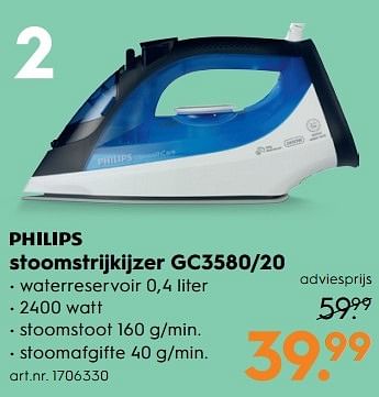 Aanbiedingen Stoomstrijkijzer gc3580 - 20 - Philips - Geldig van 15/04/2017 tot 26/04/2017 bij Blokker