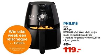 Aanbiedingen Airfryer hd9220-20 - Philips - Geldig van 13/04/2017 tot 26/04/2017 bij Marskramer