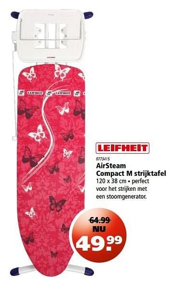Aanbiedingen Airsteam compact m strijktafel - Leifheit - Geldig van 13/04/2017 tot 26/04/2017 bij Marskramer