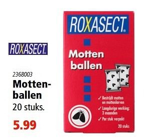 Aanbiedingen Mottenballen - Roxasect - Geldig van 13/04/2017 tot 26/04/2017 bij Marskramer