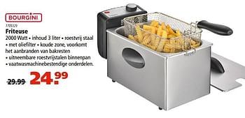 Aanbiedingen Friteuse 2000 watt - Bourgini - Geldig van 13/04/2017 tot 26/04/2017 bij Marskramer