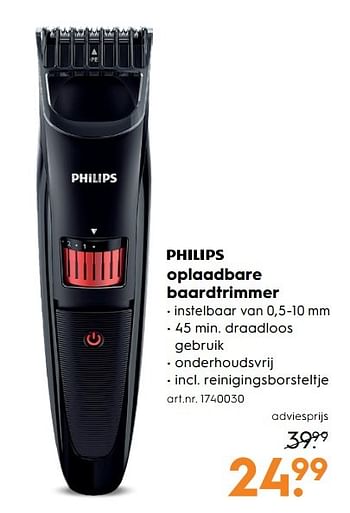 Aanbiedingen Philips oplaadbare baardtrimmer - Philips - Geldig van 15/04/2017 tot 26/04/2017 bij Blokker