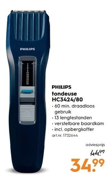 Aanbiedingen Philips tondeuse hc3424-80 - Philips - Geldig van 15/04/2017 tot 26/04/2017 bij Blokker