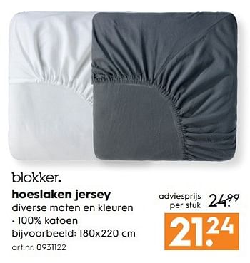 Aanbiedingen Hoeslaken jersey 180x220 cm - Huismerk - Blokker - Geldig van 15/04/2017 tot 26/04/2017 bij Blokker