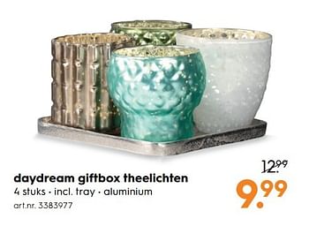Aanbiedingen Daydream giftbox theelichten - Huismerk - Blokker - Geldig van 15/04/2017 tot 26/04/2017 bij Blokker