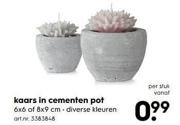 Aanbiedingen Kaars in cementen pot - Huismerk - Blokker - Geldig van 15/04/2017 tot 26/04/2017 bij Blokker